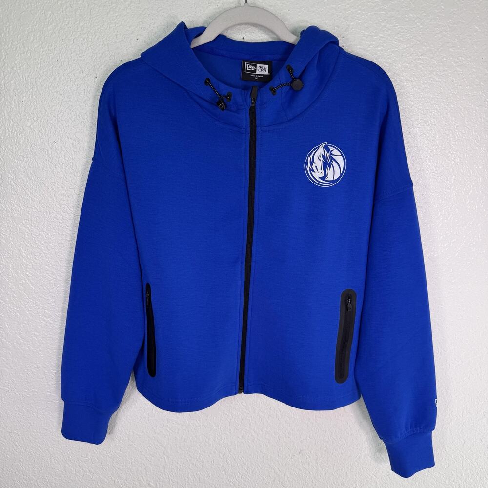 Dallas Mavericks Jacket Womens Medium Hoodie Zip Logo NBA Basketball New Era Blu